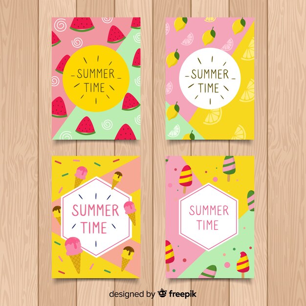 Tarjetas de verano dibujados a mano