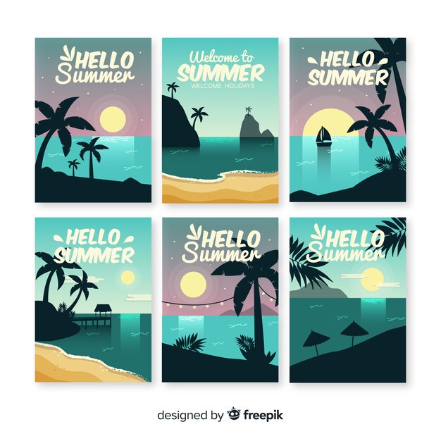 Tarjetas de verano flat