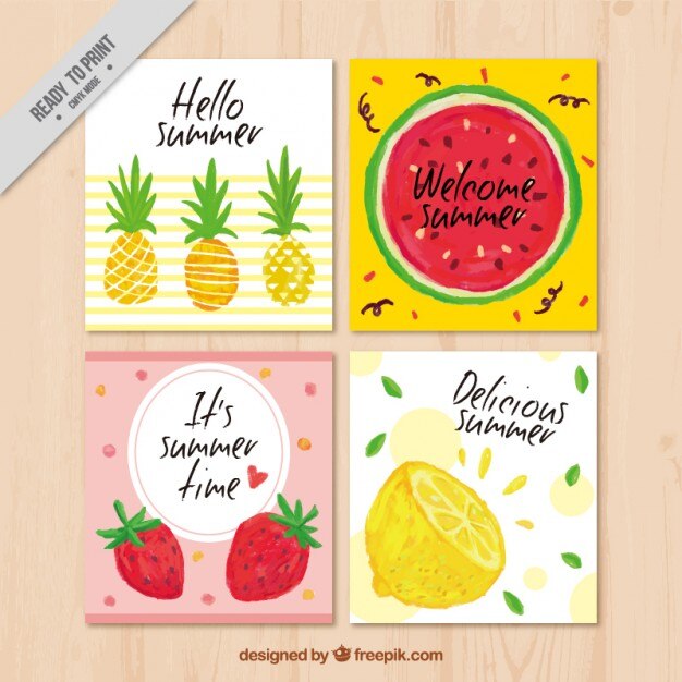 Tarjetas de verano pintadas a mano 