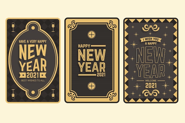 Tarjetas vintage año nuevo 2021