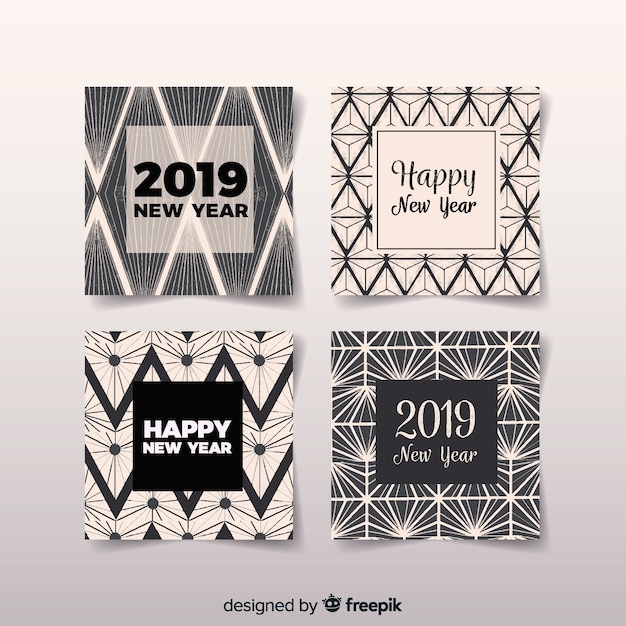 Vector gratuito tarjetas vintage año nuevo