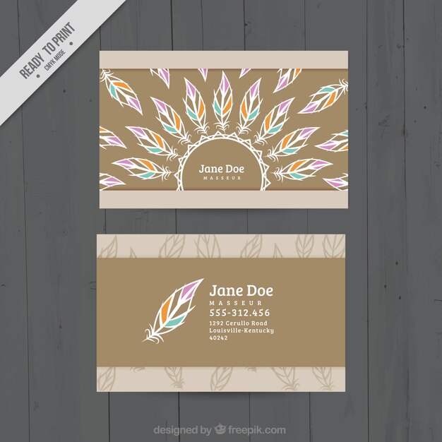 Tarjetas vintage corporativa de bocetos de plumas 