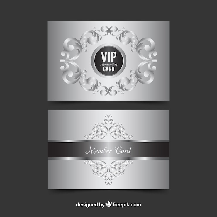 Vector gratuito tarjetas vip plateada
