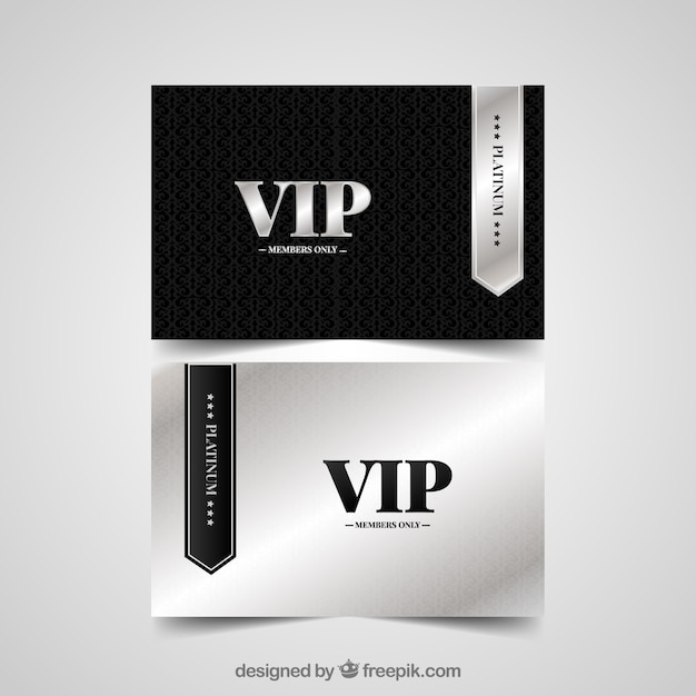 Vector gratuito tarjetas vip plateadas y negras