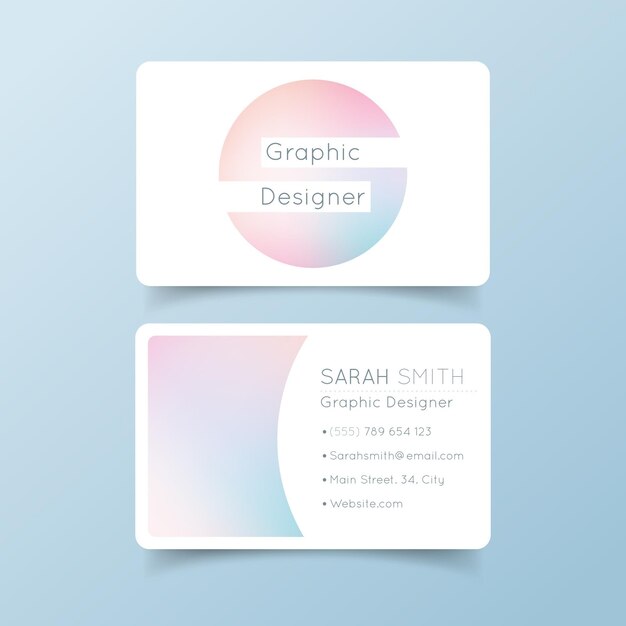 Tarjetas de visita en colores pastel gradiente