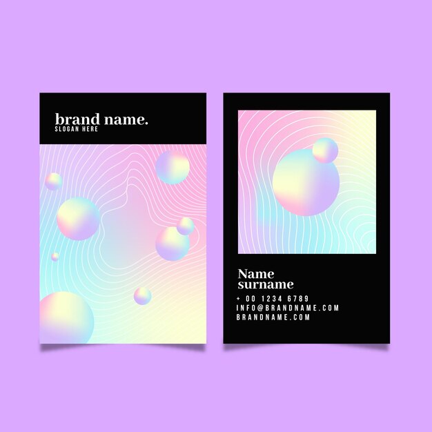 Tarjetas de visita en colores pastel gradiente
