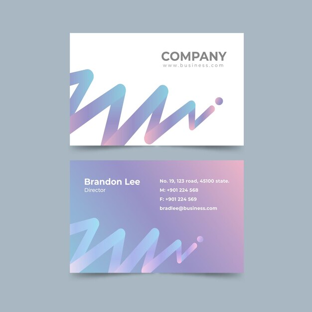 Tarjetas de visita en colores pastel gradiente