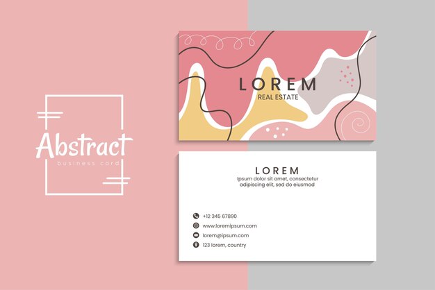 Tarjetas de visita creativas abstractas vectoriales (plantilla de conjunto frontal y posterior)