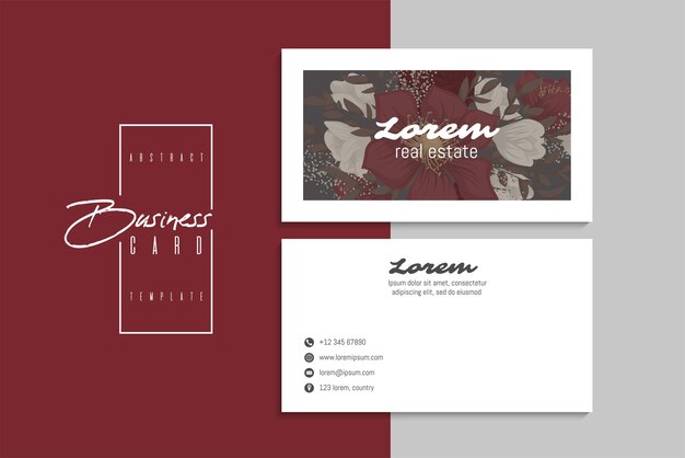Tarjetas de visita creativas abstractas vectoriales (plantilla de conjunto frontal y posterior)