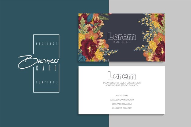 Tarjetas de visita creativas abstractas vectoriales (plantilla de conjunto frontal y posterior)