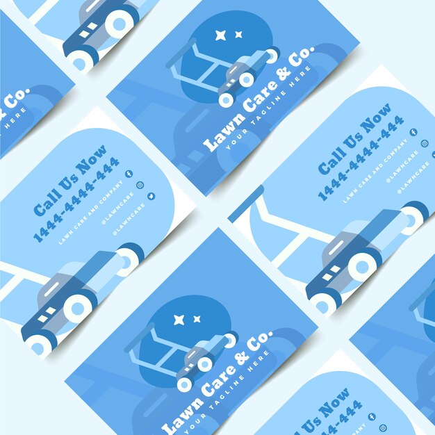 Tarjetas de visita para el cuidado del césped de diseño plano