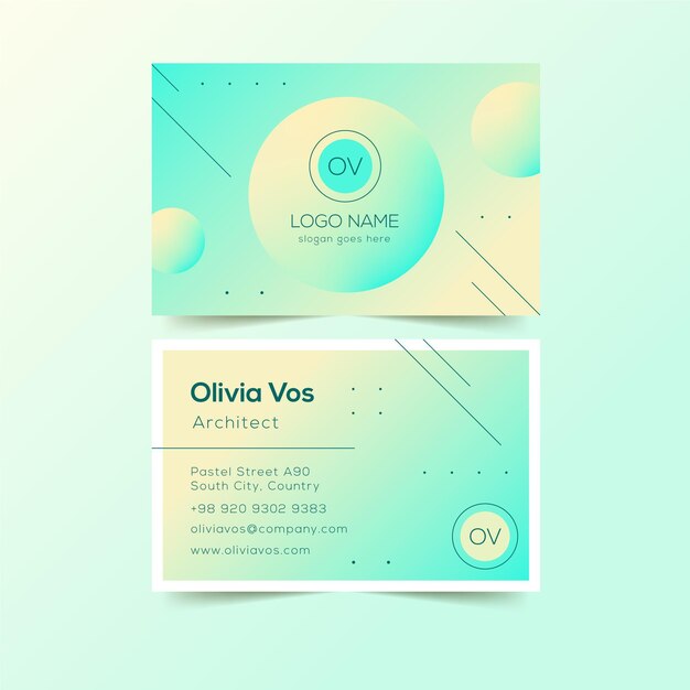 Tarjetas de visita en degradado pastel