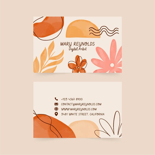 Tarjetas de visita de formas abstractas de acuarela