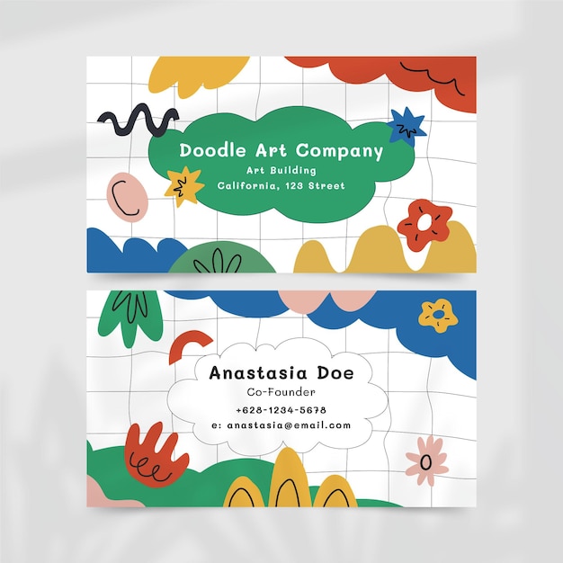 Tarjetas de visita de formas abstractas dibujadas a mano