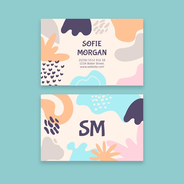 Tarjetas de visita de formas abstractas dibujadas a mano
