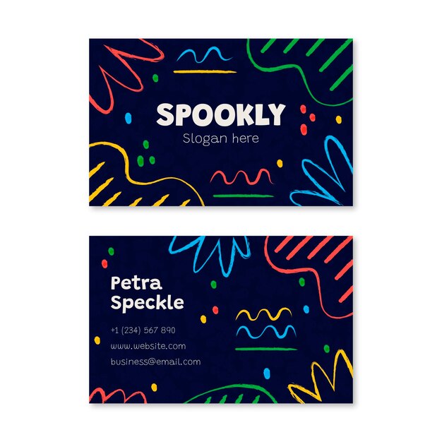 Tarjetas de visita de formas abstractas planas dibujadas a mano