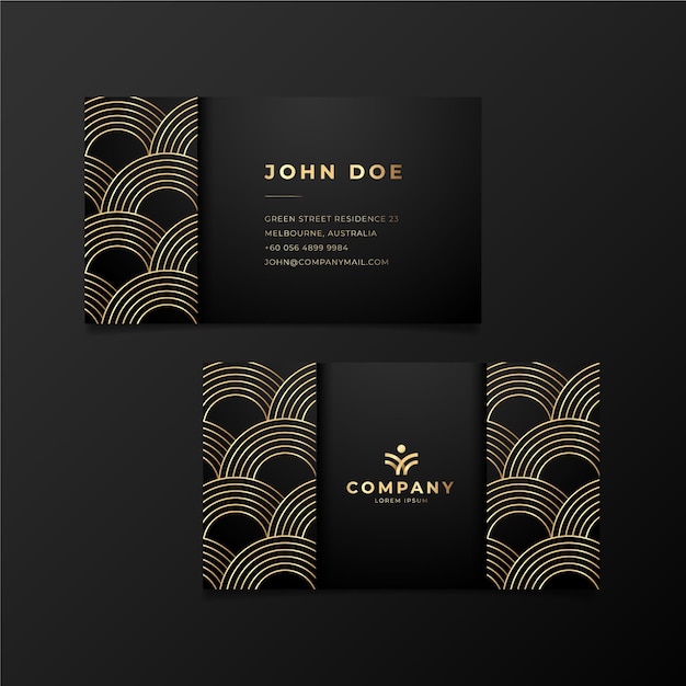 Tarjetas de visita de lujo dorado degradado