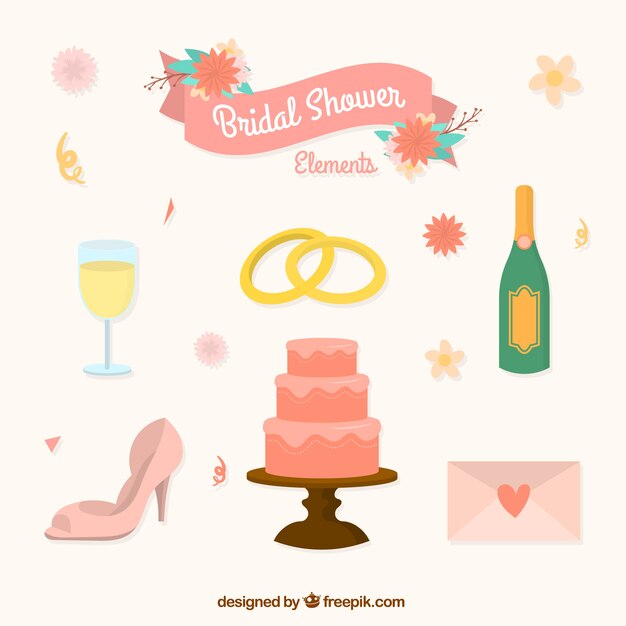 Tarta de boda y otros elementos