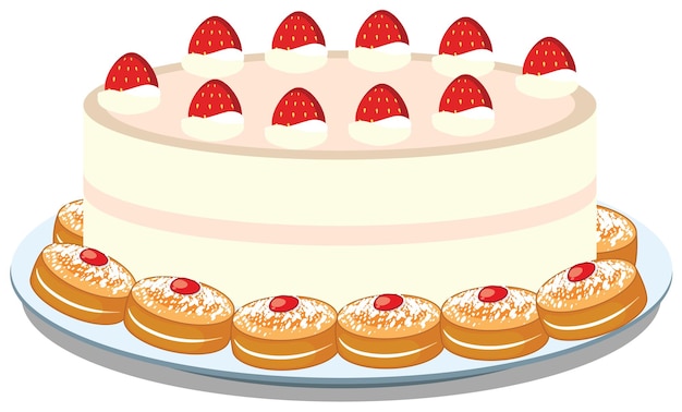 Vector gratuito tarta de fresas con galletas