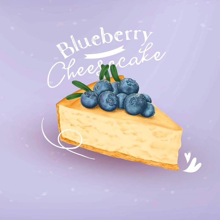Vector gratuito tarta de queso de arándanos dibujados a mano