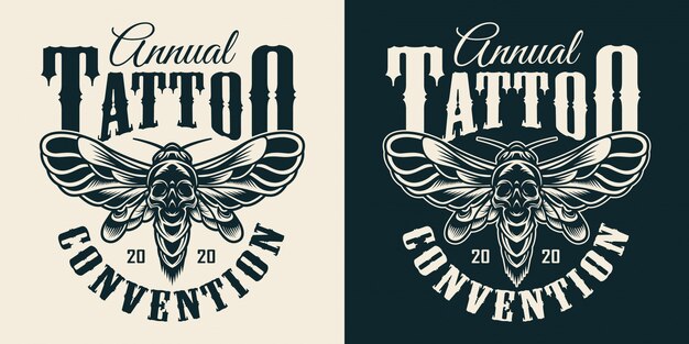 Tattoo salon vintage monocromo estampado