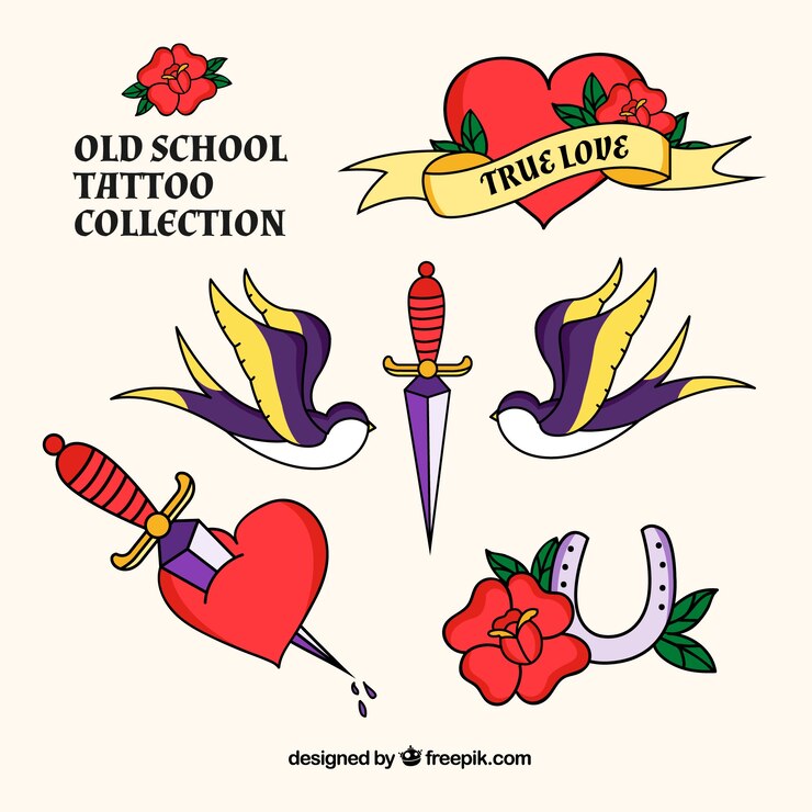Vector gratuito tautajes románticos dibujados a mano en estilo vintage