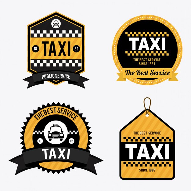 Taxi sobre ilustración blanca