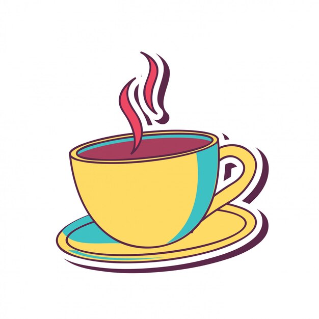 taza de cafe en amarillo