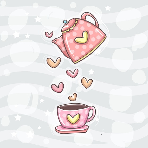 Vector gratuito taza de café y cafetera con amor