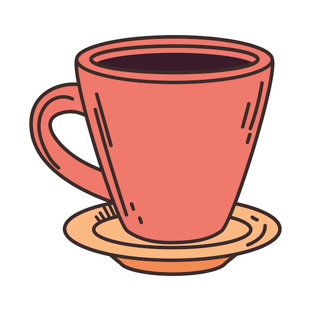 taza de café en el icono aislado del platillo