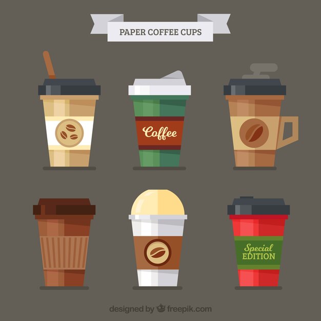Taza de café de papel plana