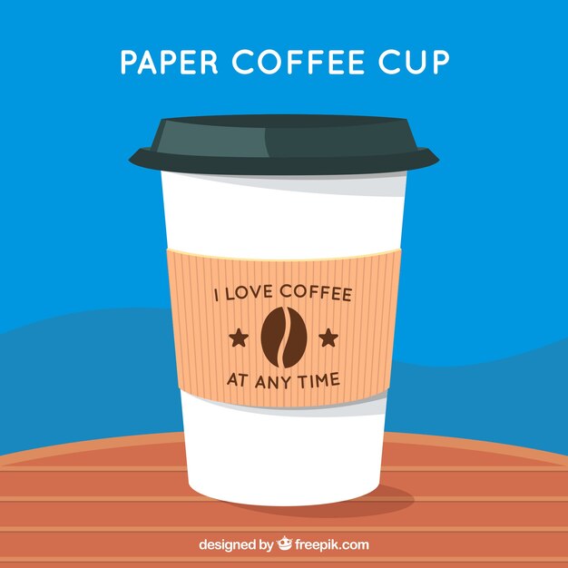Taza de café de papel plana