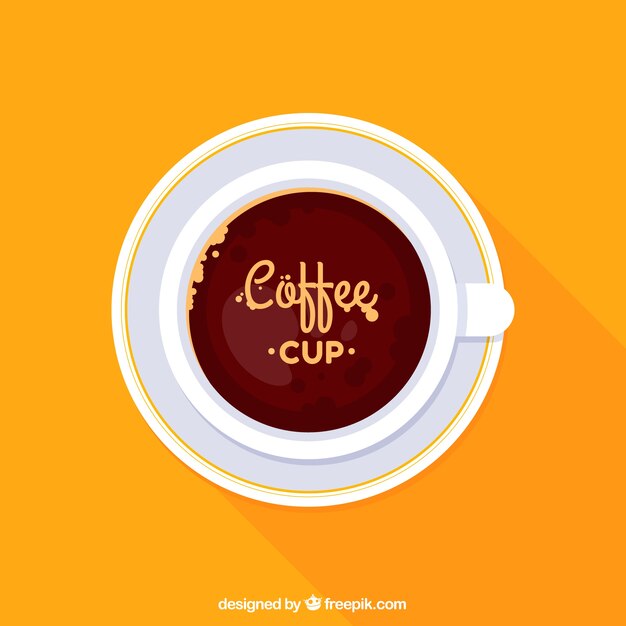 Taza de café plana con vista superior