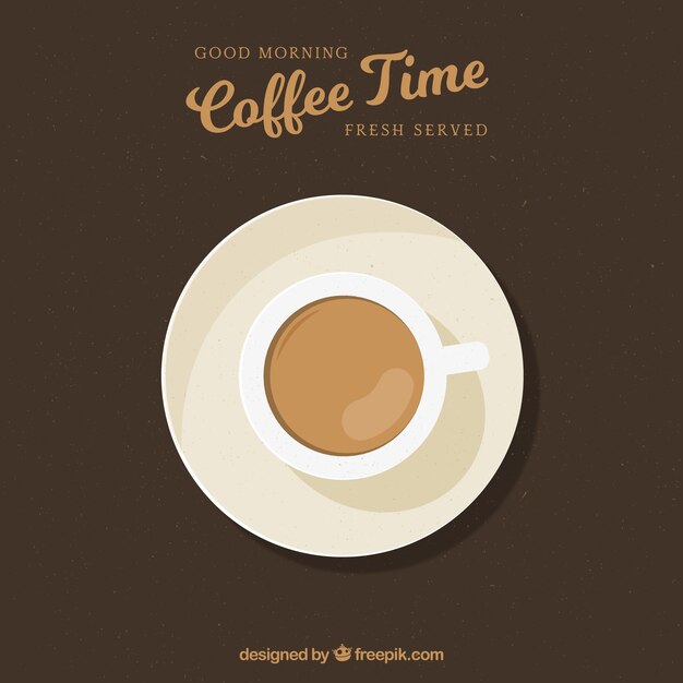 Taza de café plana con vista superior
