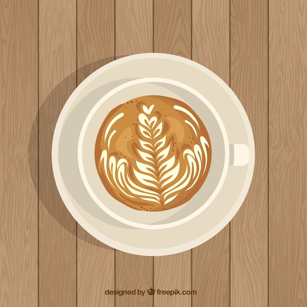 Vector gratuito taza de café plana con vista superior