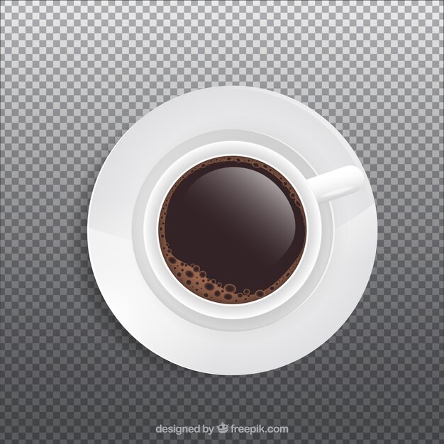 Taza de café realista con vista superior