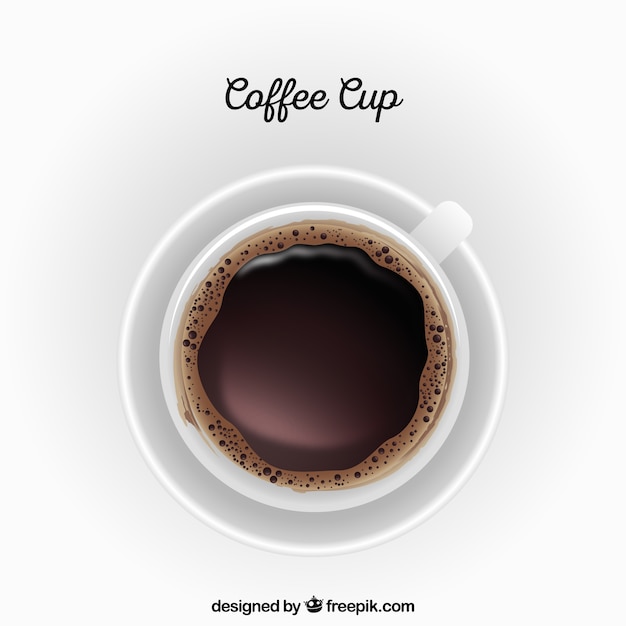 Taza de café realista con vista superior