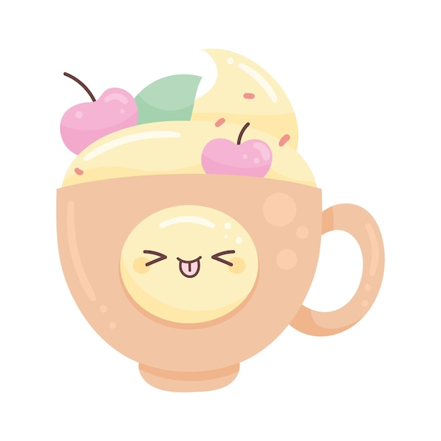 Vector gratuito taza de kawaii de frutas