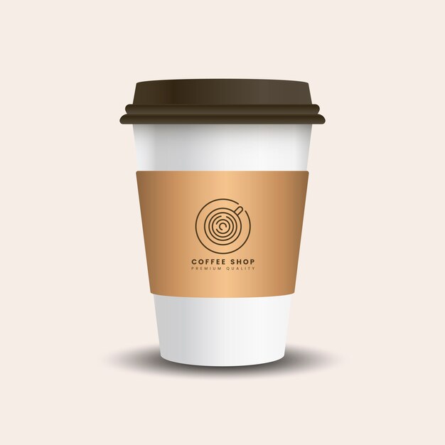 Taza de papel bebida caliente con vector de manga de maqueta