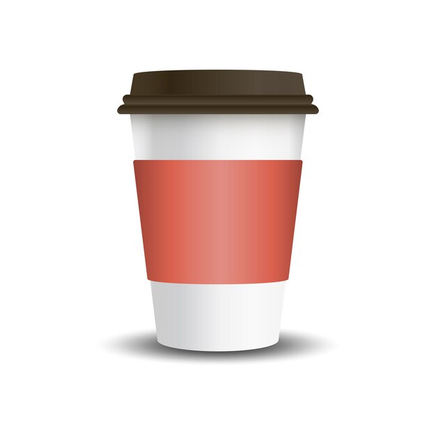 Taza de papel bebida caliente con vector de manga de maqueta