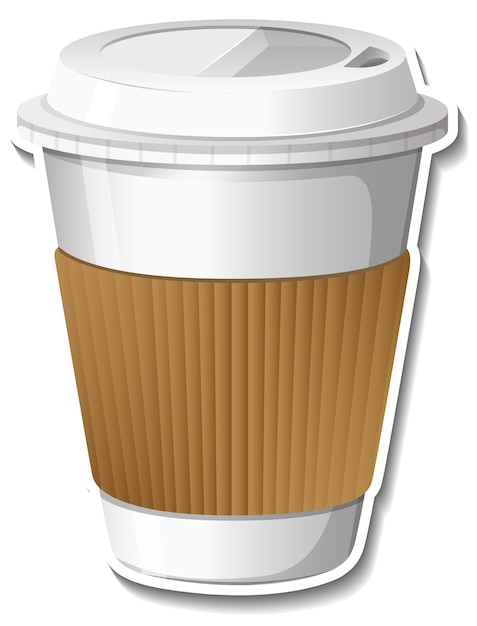 Vector gratuito taza de papel para etiqueta de bebida caliente sobre fondo blanco.