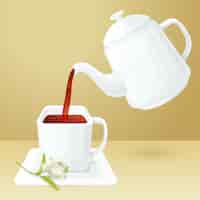 Vector gratuito taza de té y olla