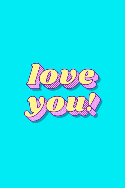 ¡Te amo! palabra retro negrita letras tipografía fuente vector