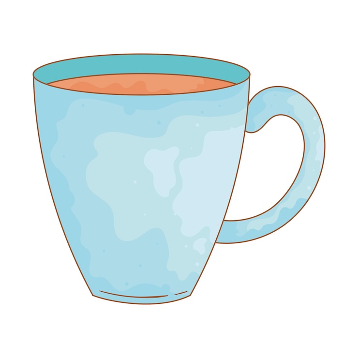 Vector gratuito té en taza azul