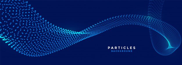 Tecnología azul partícula que fluye banner brillante