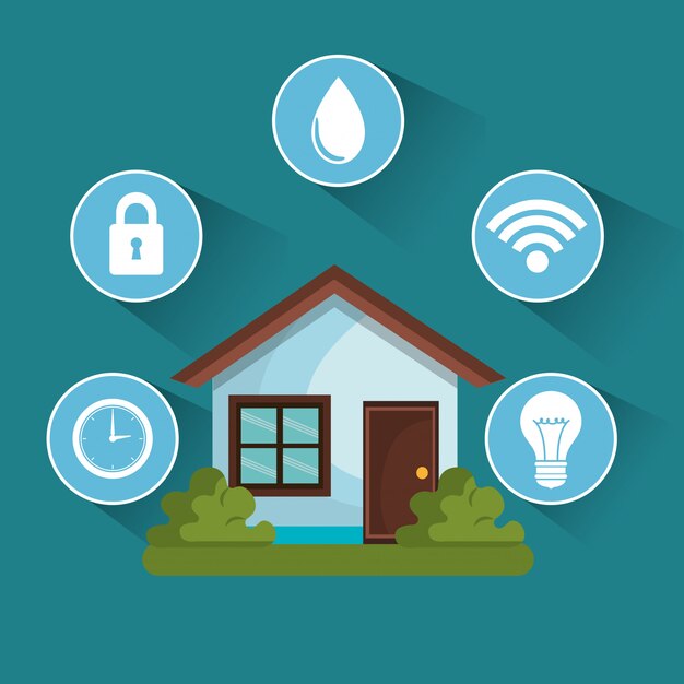 tecnología de casa inteligente establece iconos