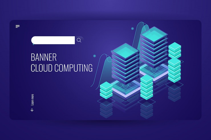 Vector gratuito tecnología de computación en la nube, almacenamiento de datos remoto, concepto de centro de datos de sala de servidores, base de datos en la nube