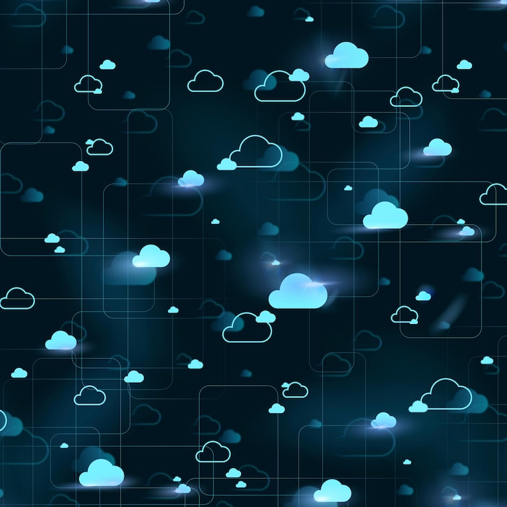 Vector gratuito tecnología de conexión de fondo de patrón de nube digital