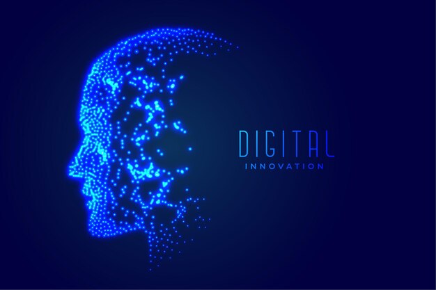 Tecnología digital cara concepto de inteligencia artificial.