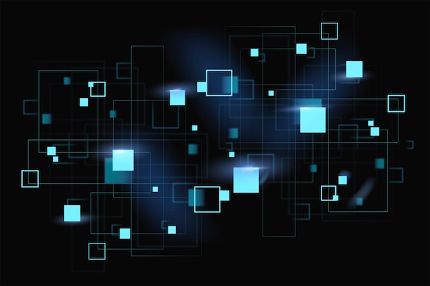 Tecnología digital de vector de formas geométricas de neón azul